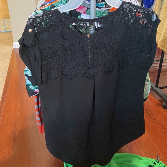 Black with gold zipper blouse. - Picture 2 of 2